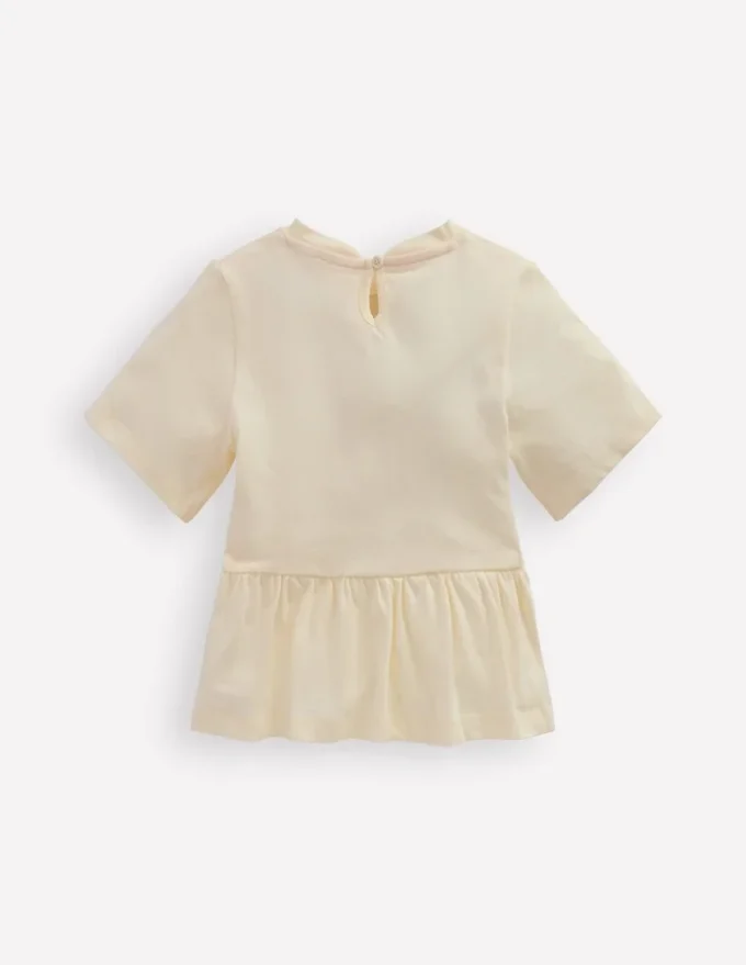 Short Sleeve Peplum Top Soft Ivory
