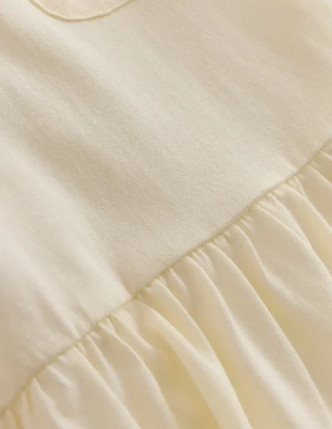 Short Sleeve Peplum Top Soft Ivory
