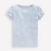 Short Sleeve Pointelle Top Blue