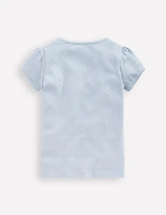 Short Sleeve Pointelle Top Blue