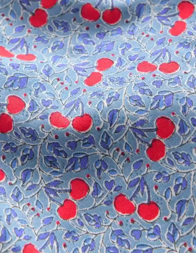 Short Sleeve Pointelle Top Blue Cherries Short Sleeve Pointelle Top Blue Cherries