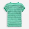 Short Sleeve Pointelle Top Green/Ivory Stripe