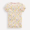 Short Sleeve Pointelle Top Ivory Spaced Rosa