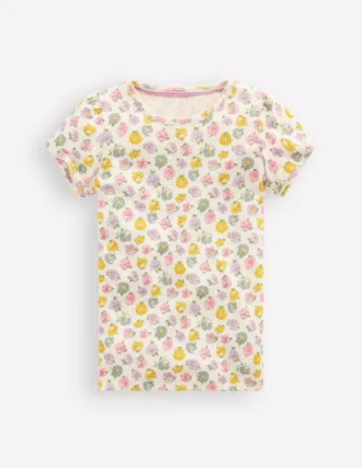Short Sleeve Pointelle Top Ivory Spaced Rosa