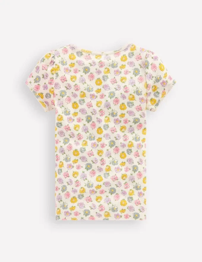 Short Sleeve Pointelle Top Ivory Spaced Rosa