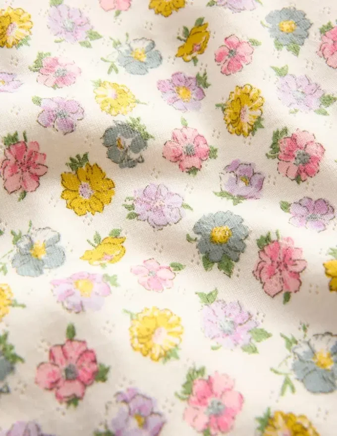 Short Sleeve Pointelle Top Ivory Spaced Rosa