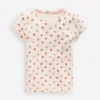 Short Sleeve Pointelle Top Ivory Strawberry