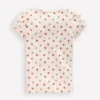 Short Sleeve Pointelle Top Ivory Strawberry