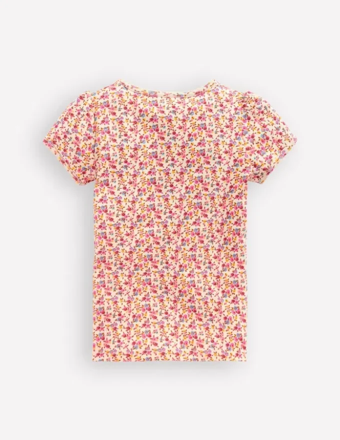 Short Sleeve Pointelle Top Neon Pink Ditsy Floral Short Sleeve Pointelle Top Neon Pink Ditsy Floral