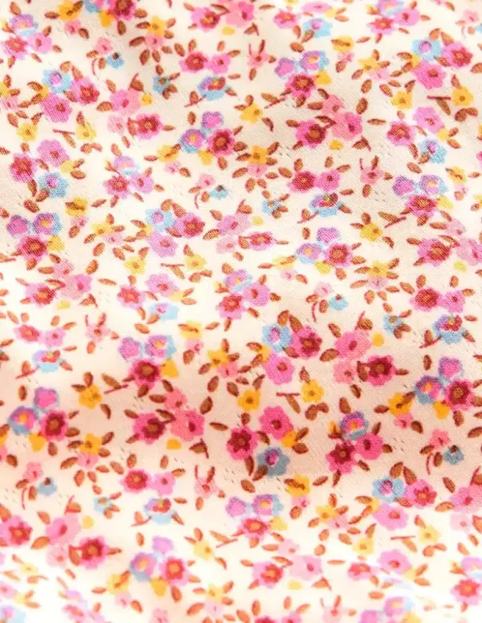 Short Sleeve Pointelle Top Neon Pink Ditsy Floral Short Sleeve Pointelle Top Neon Pink Ditsy Floral