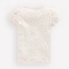 Short Sleeve Pointelle Top Pink Hearts