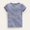 Short Sleeve Pointelle Top Soft Ivory/Starboard Blue
