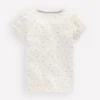 Short Sleeve Pointelle Top White Heart Spot