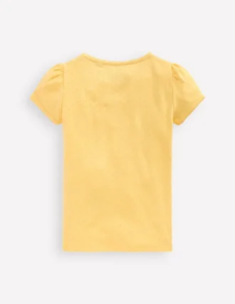 Short Sleeve Pointelle Top Yellow