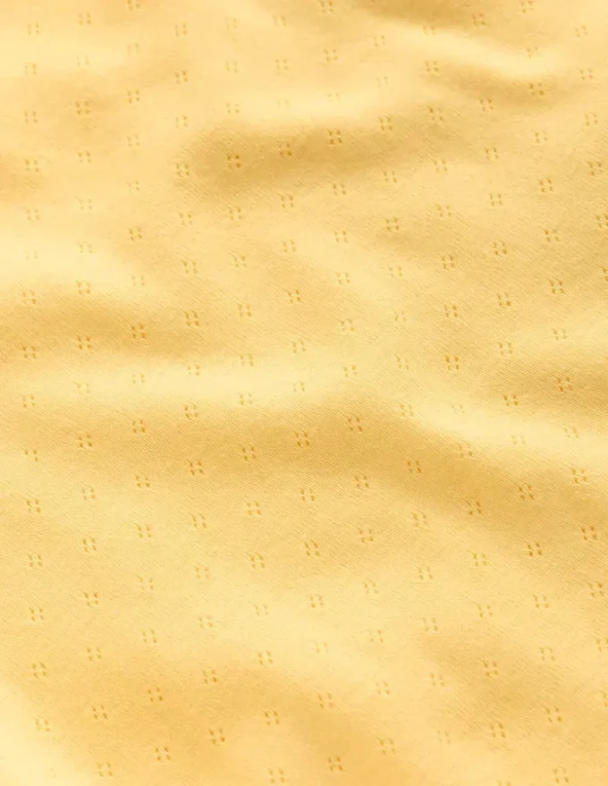 Short Sleeve Pointelle Top Yellow