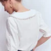 Short Sleeve Pretty Collar Top White Short Sleeve Pretty Collar Top White