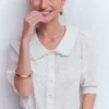Short Sleeve Pretty Collar Top White Short Sleeve Pretty Collar Top White