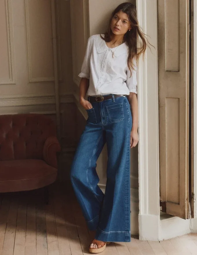 Short Sleeve Pretty Collar Top White Short Sleeve Pretty Collar Top White