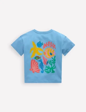 Short Sleeve Printed T-Shirt Blue Sealife