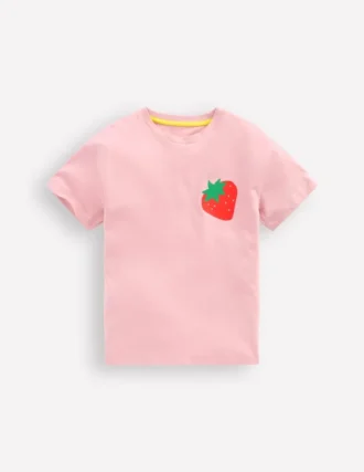 Short Sleeve Printed T-Shirt Pink Strawberries