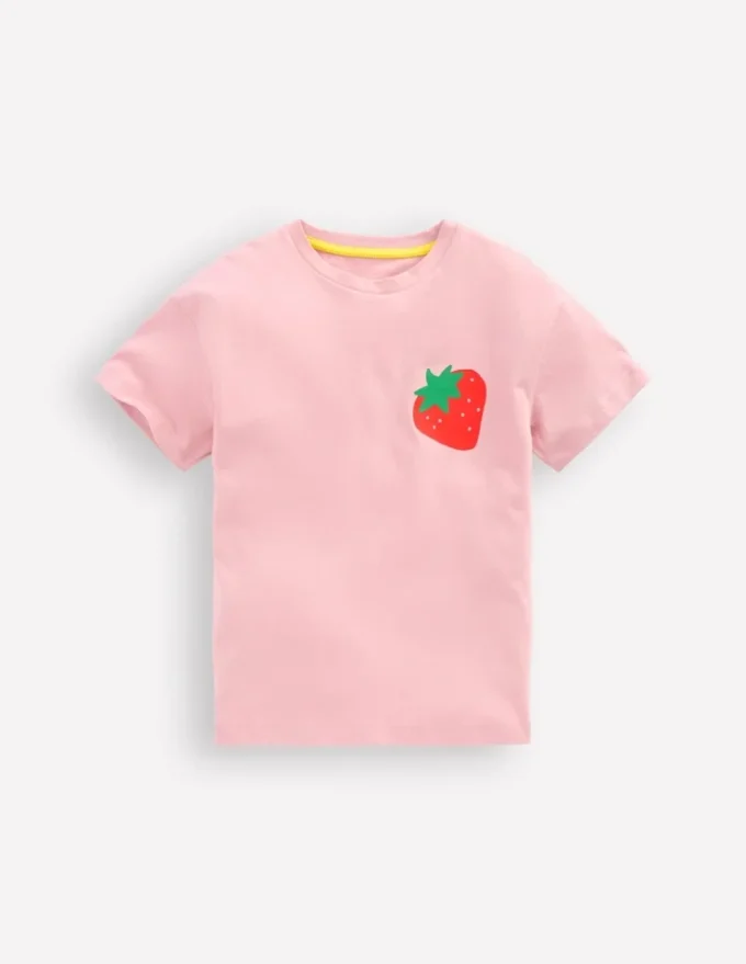 Short Sleeve Printed T-Shirt Pink Strawberries