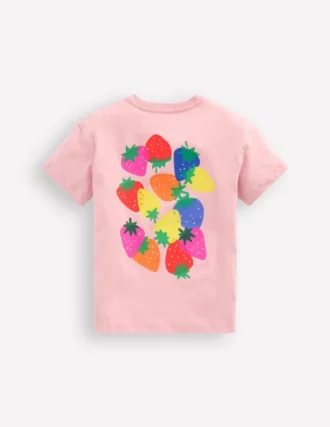 Short Sleeve Printed T-Shirt Pink Strawberries