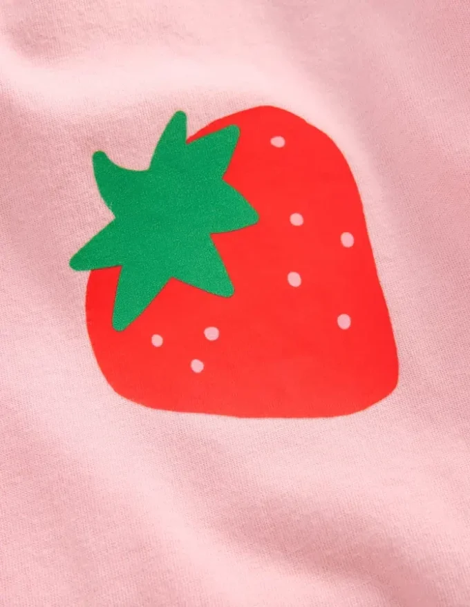 Short Sleeve Printed T-Shirt Pink Strawberries