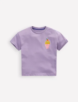 Short Sleeve Printed T-Shirt Purple Ice Creams
