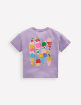 Short Sleeve Printed T-Shirt Purple Ice Creams