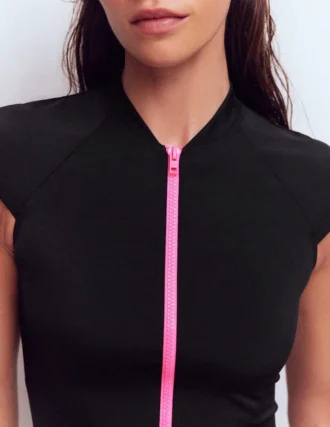 Short Sleeve Rash Guard Top Black