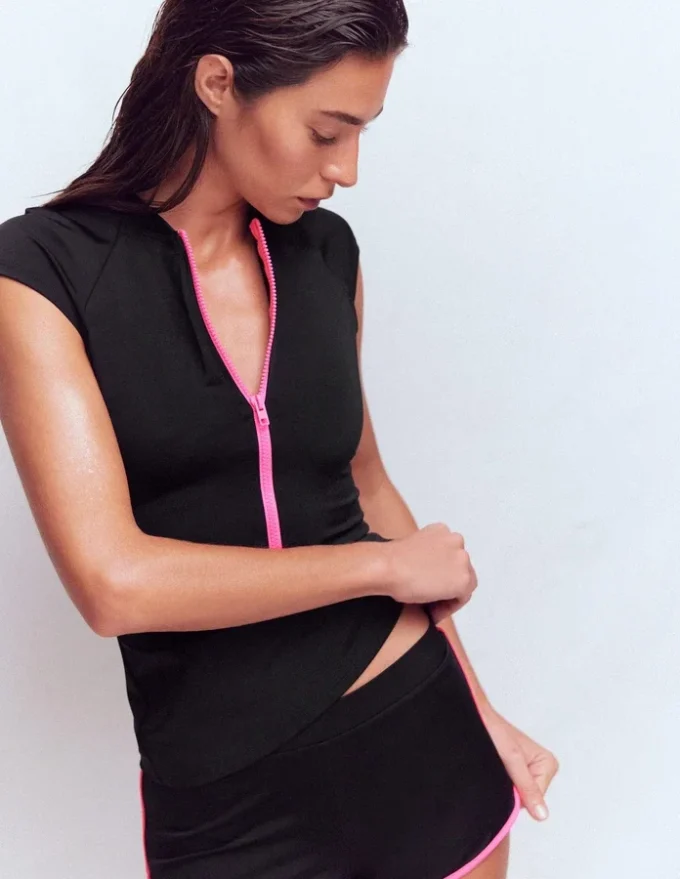 Short Sleeve Rash Guard Top Black Short Sleeve Rash Guard Top Black