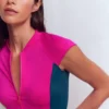 Short Sleeve Rash Guard Top Pink, Colourblock Short Sleeve Rash Guard Top Pink, Colourblock