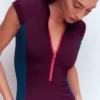 Short Sleeve Rash Guard Top Purple, Colour block Short Sleeve Rash Guard Top Purple, Colour block