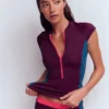 Short Sleeve Rash Guard Top Purple, Colour block Short Sleeve Rash Guard Top Purple, Colour block