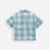 Short Sleeve Relaxed Shirt Blue Gingham Embroidery