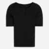 Short Sleeve Rib Henley Black Short Sleeve Rib Henley Black