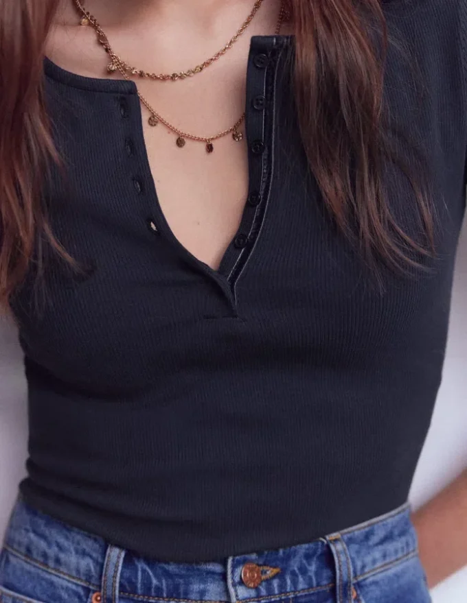 Short Sleeve Rib Henley Navy Short Sleeve Rib Henley Navy