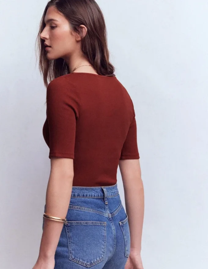 Short Sleeve Rib Henley Roasted Brown Short Sleeve Rib Henley Roasted Brown