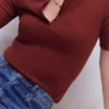 Short Sleeve Rib Henley Roasted Brown Short Sleeve Rib Henley Roasted Brown