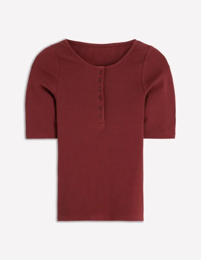 Short Sleeve Rib Henley Roasted Brown Short Sleeve Rib Henley Roasted Brown