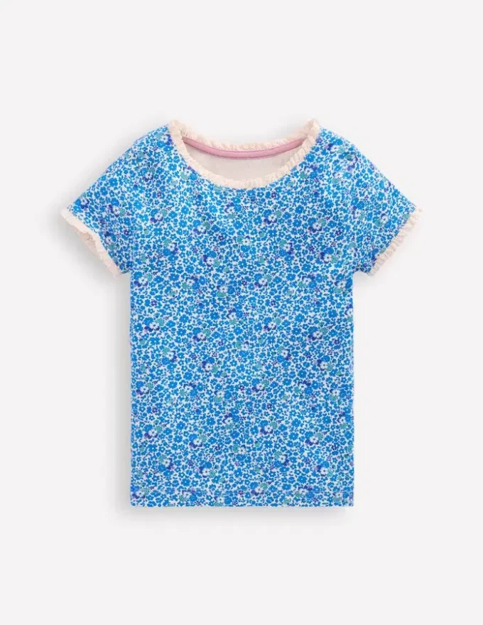 Short Sleeve Ribbed T-shirt Cabana Blue Ditsy Floral Short Sleeve Ribbed T-shirt Cabana Blue Ditsy Floral
