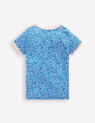 Short Sleeve Ribbed T-shirt Cabana Blue Ditsy Floral