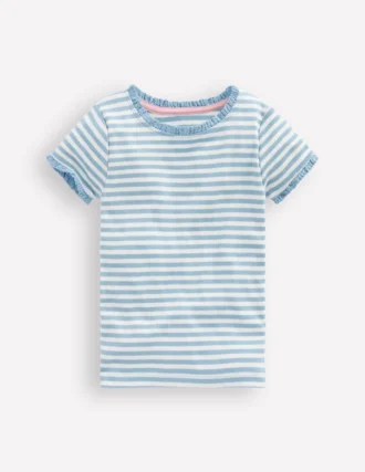 Short Sleeve Ribbed T-shirt Glacier Blue Stripe