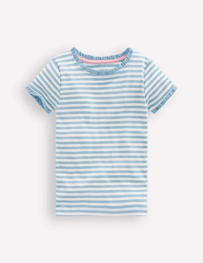 Short Sleeve Ribbed T-shirt Glacier Blue Stripe