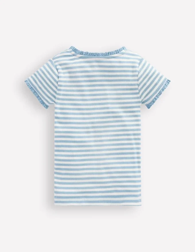 Short Sleeve Ribbed T-shirt Glacier Blue Stripe