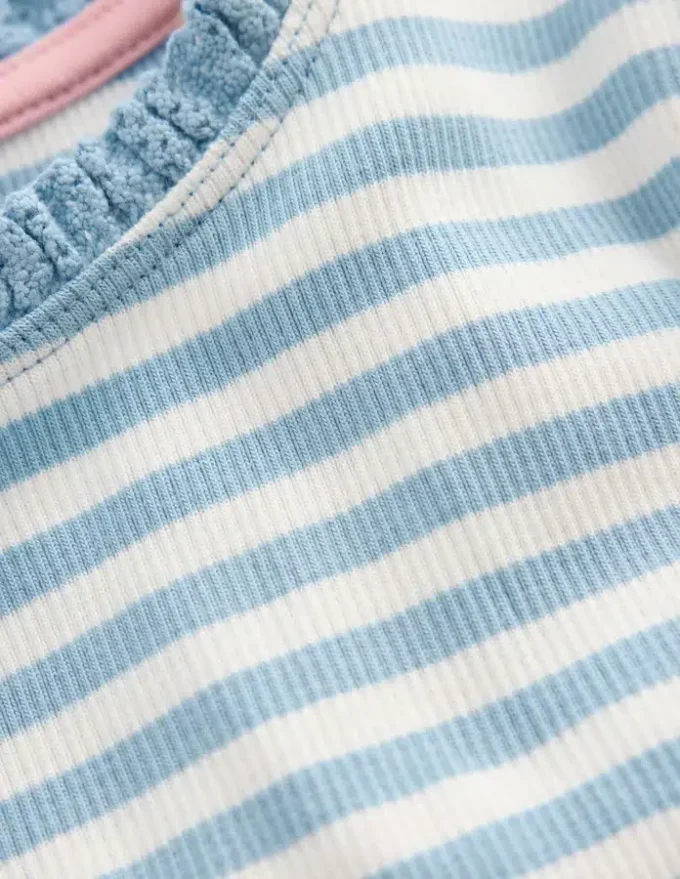 Short Sleeve Ribbed T-shirt Glacier Blue Stripe