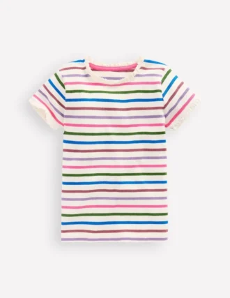 Short Sleeve Ribbed T-shirt Multi Stripe