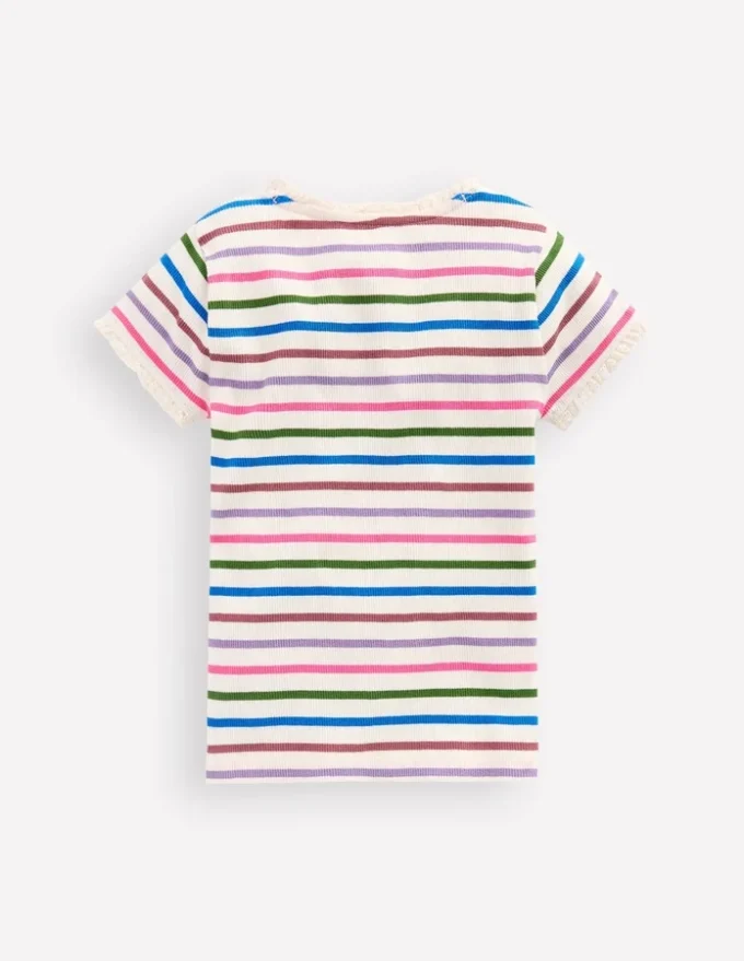 Short Sleeve Ribbed T-shirt Multi Stripe Short Sleeve Ribbed T-shirt Multi Stripe