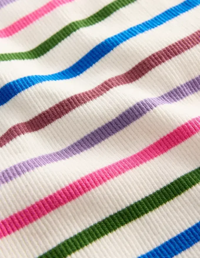 Short Sleeve Ribbed T-shirt Multi Stripe Short Sleeve Ribbed T-shirt Multi Stripe