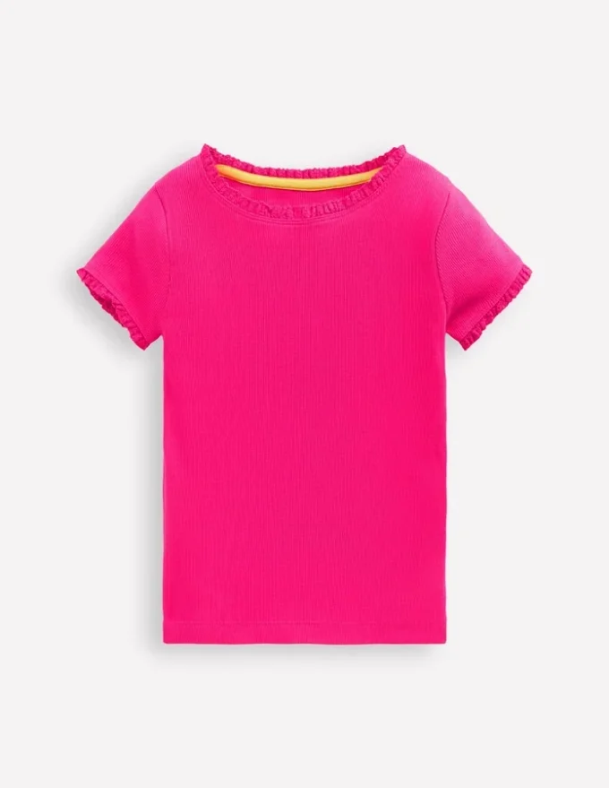 Short Sleeve Ribbed T-shirt Pink Peony Short Sleeve Ribbed T-shirt Pink Peony